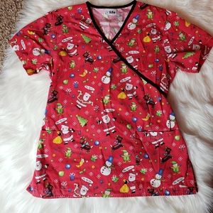 Christmas scrub top